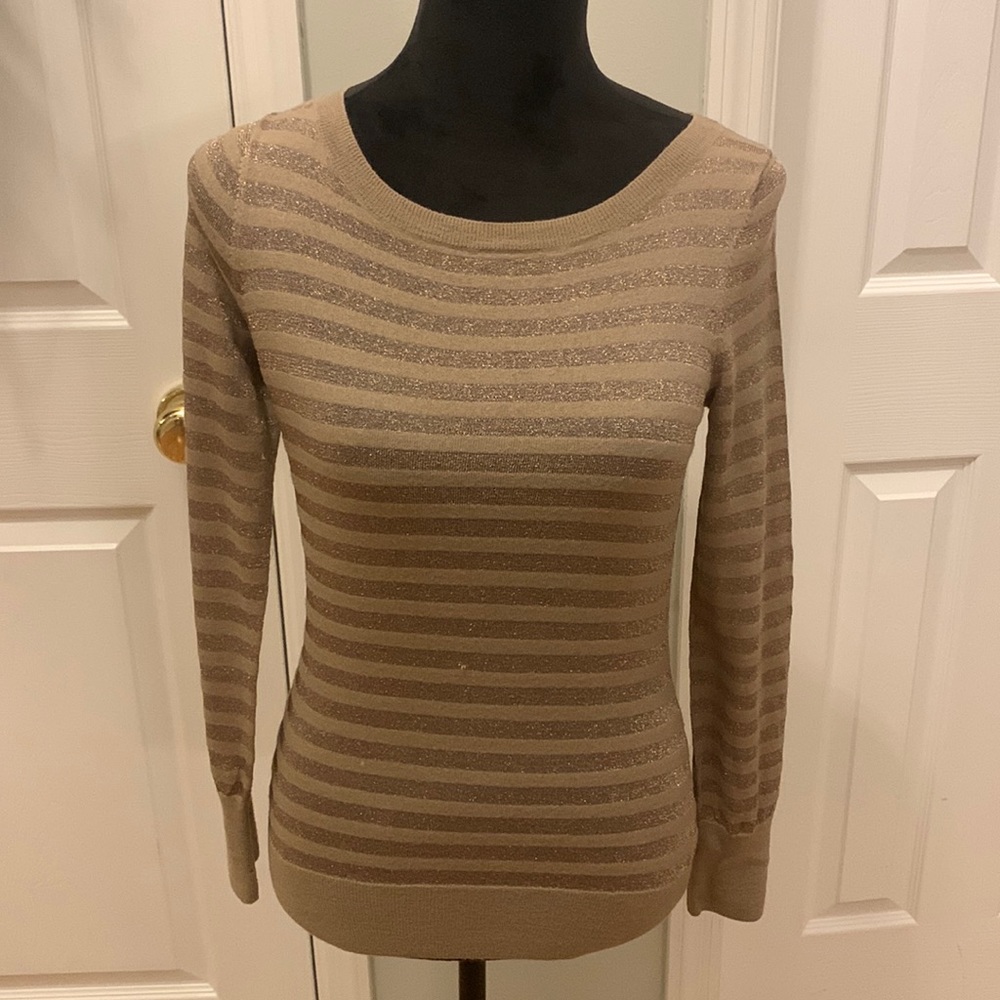 Talbots Italian Merino Wool Blend Sparkle Stripe Crewneck Sweater- Size M
